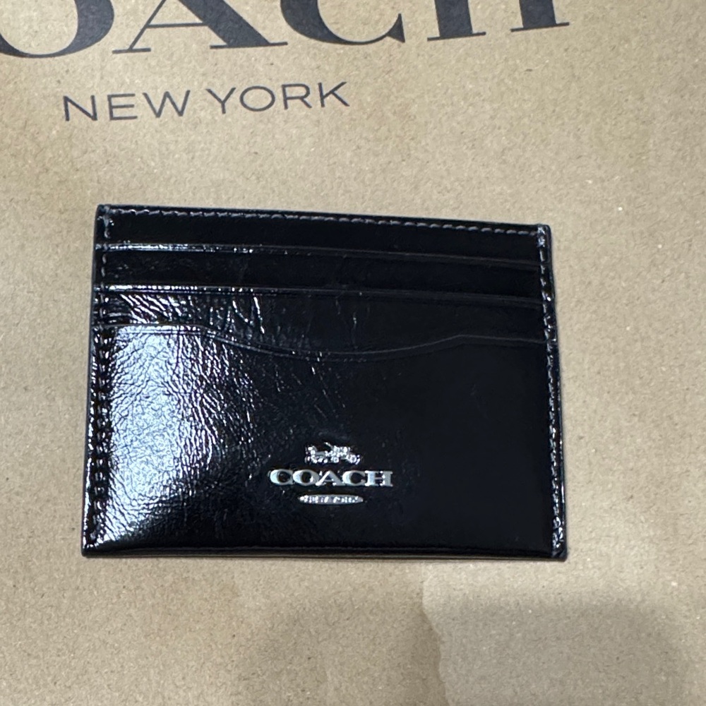 Coach Glossy Black Card Holder
